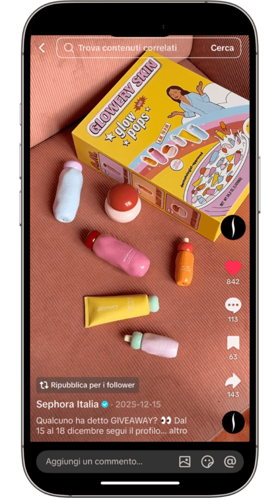 concorso tik tok glowery x sephora