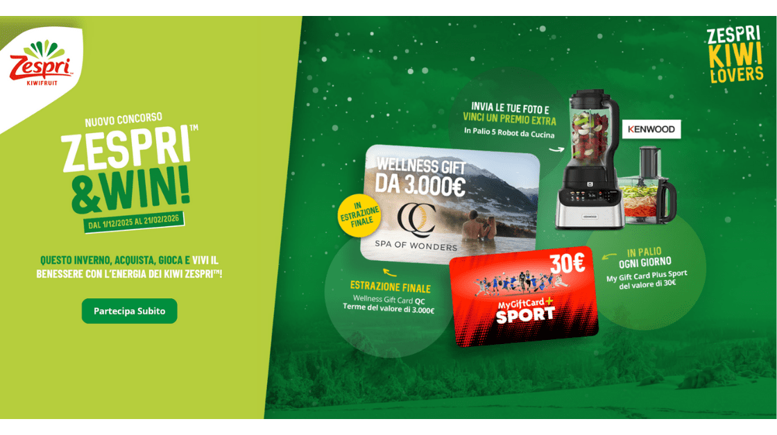 ZESPRI&WIN - ACQUISTA, GIOCA E VIVI IL BENESSERE CON L'ENERGIA DEI KIWI ZESPRI